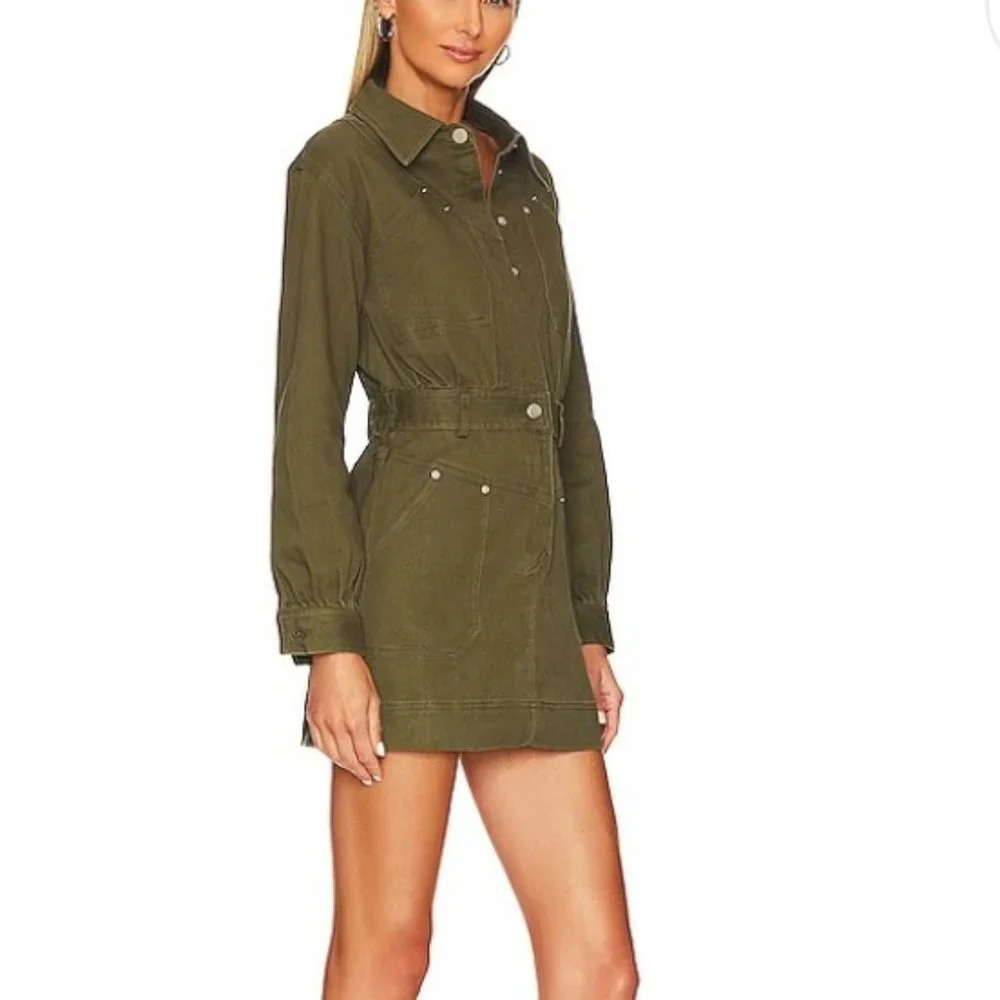 Steve Madden Olive Green Long-Sleeve Mini Dress - Picture 2 of 7